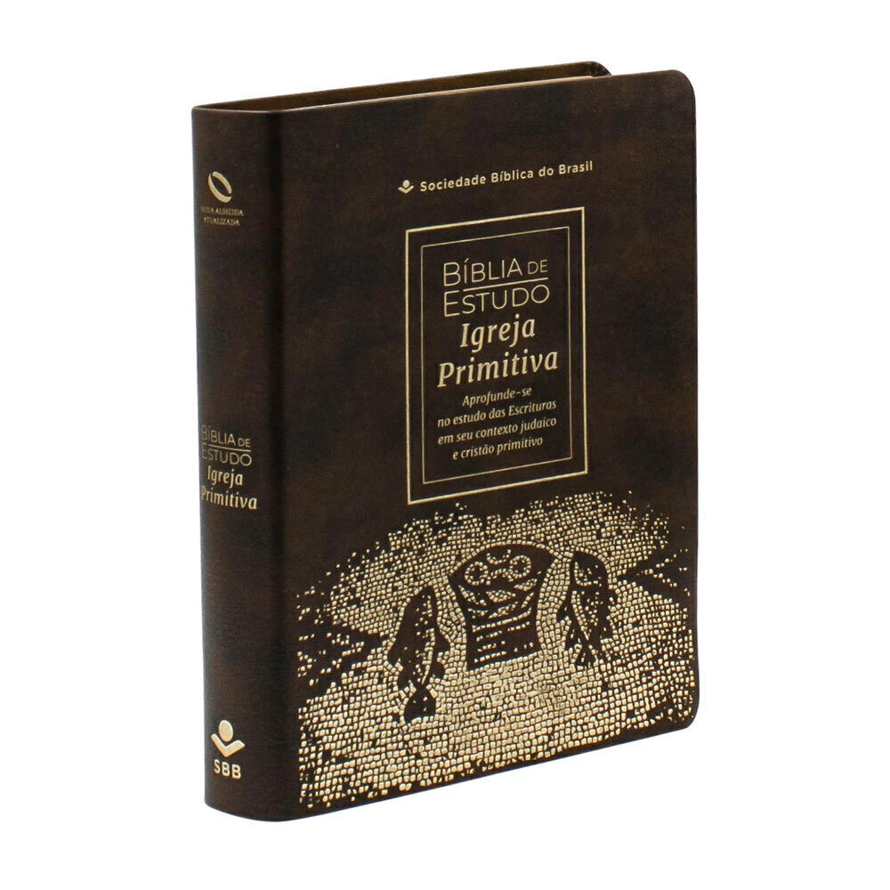 Bíblia de Estudo Igreja Primitiva | NAA | Capa Luxo Marrom