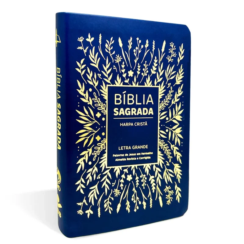 Bíblia Sagrada com Harpa Cristã | ARC | Letra Grande | Capa Luxo Floral Azul