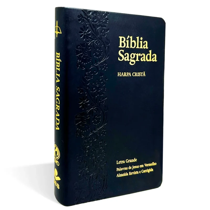 Bíblia Sagrada com Harpa Cristã | ARC | Letra Grande | Capa Luxo Floral Ramos Preta