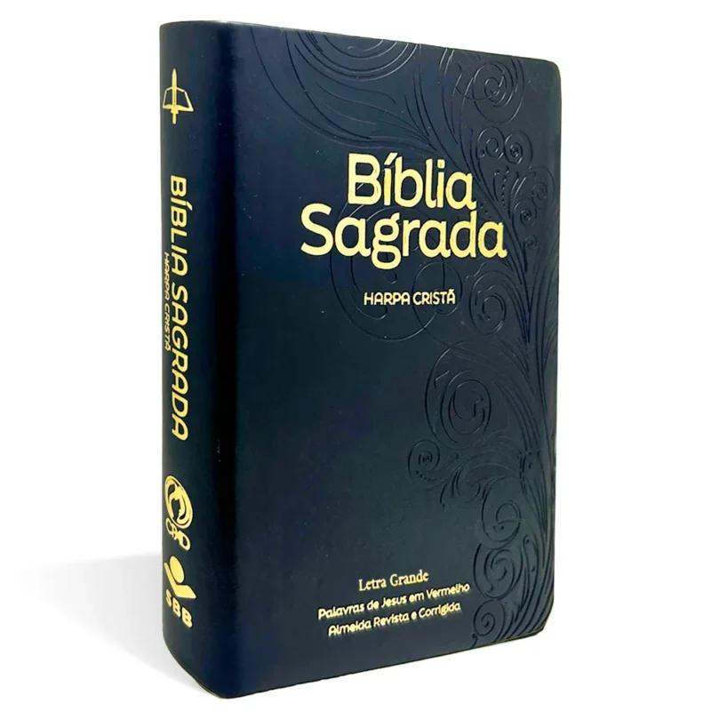 Bíblia Sagrada com Harpa Cristã | ARC | Letra Grande | Capa Luxo Floral Preta