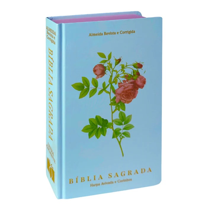 Bíblia Botão de Rosa | ARC | Letra Grande | Capa Dura | Harpa Avivada e Corinhos