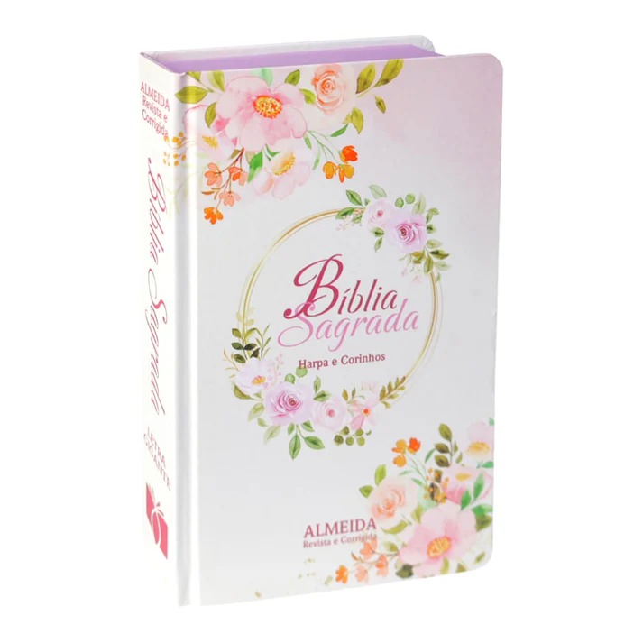 Bíblia Floral Rosa | ARC | Letra Gigante | Capa Dura | Harpa Avivada e Corinhos
