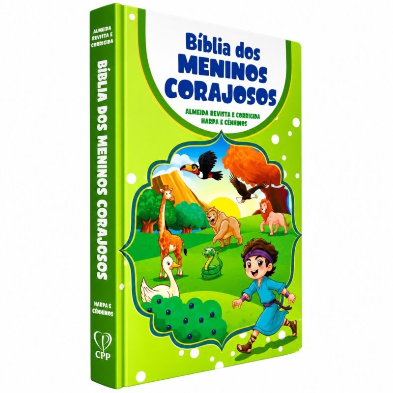 Bíblia dos Meninos Corajosos | ARC | Verde | Harpa Avivada e Corinhos | Capa Dura